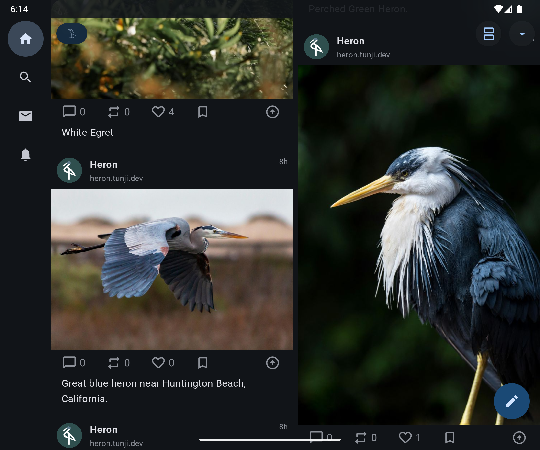 Animation of a media feed on desktop